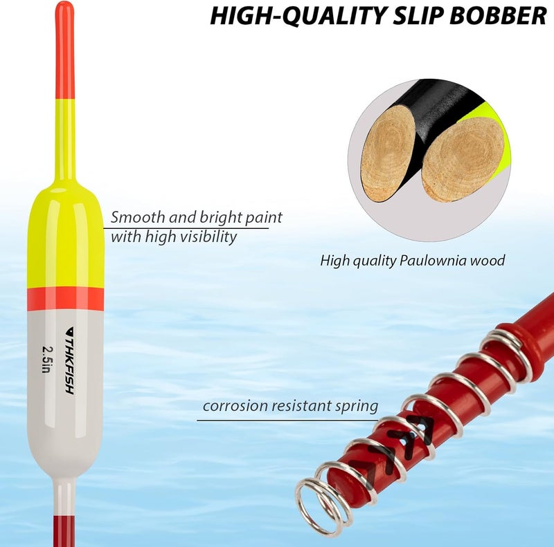 THKFISH Fishing Bobbers Fishing Floats and Bobbers Slip Bobbers for Fishing Balsa Floats Crappie Fishing Bobbers Fixed Bobber (1.5"X0.59"X5.4") (2.5"X0.59"X5.4") - Image 3